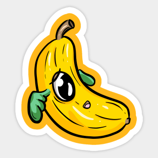 Cartoon Banana Fruit With Wings Sticker